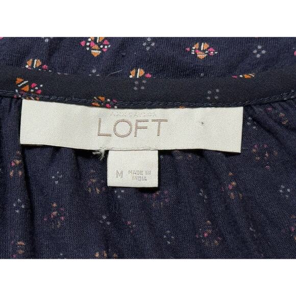Women's LOFT Blue Printed Blouse, Size M - Picture 4 of 5